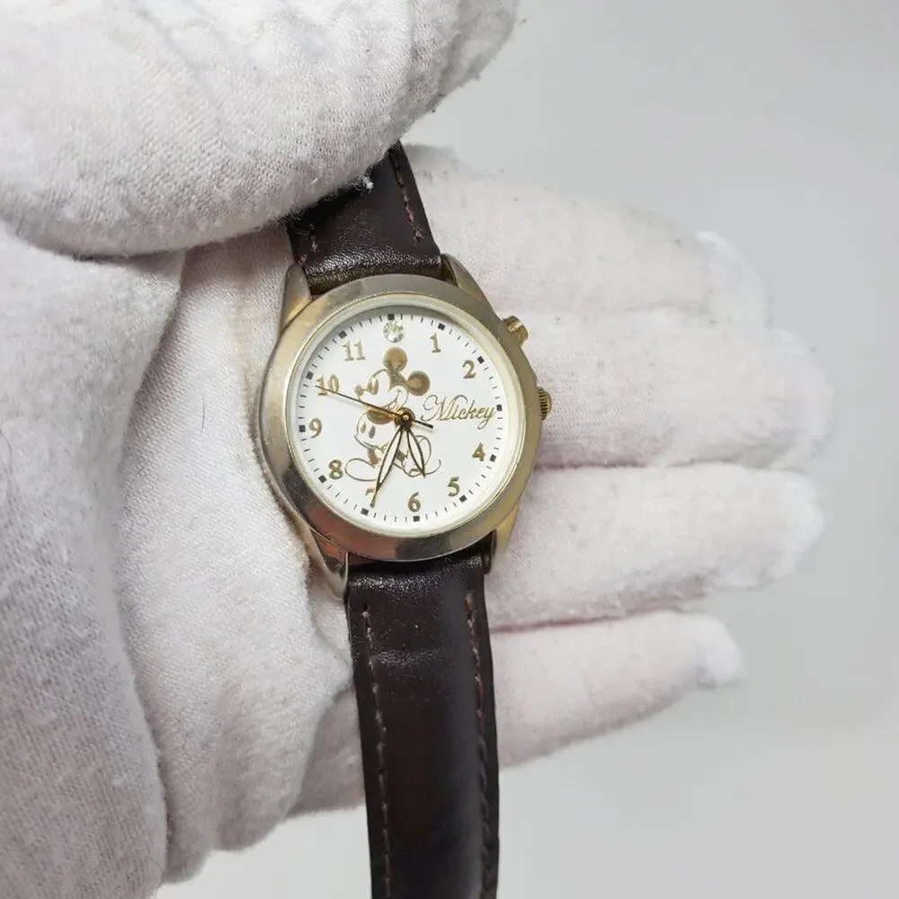 Disney  Mickey Mouse Musical Gold Watch RARE H2F